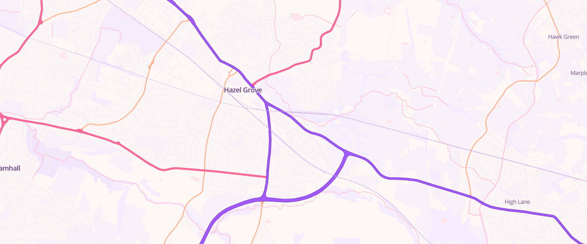 Map showing the location of Asda Hazel Grove Express