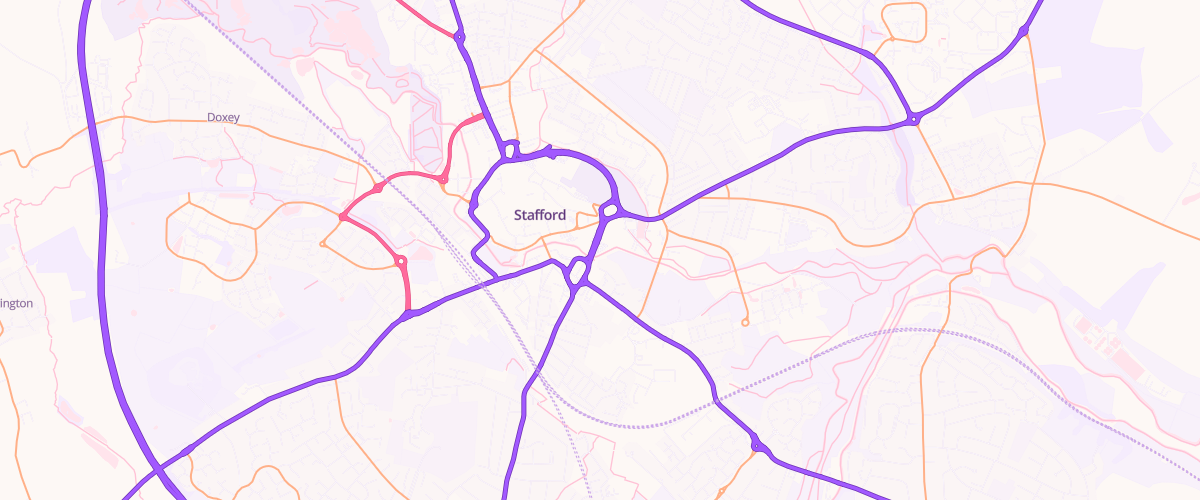 Map showing the location of Asda Stafford Superstore