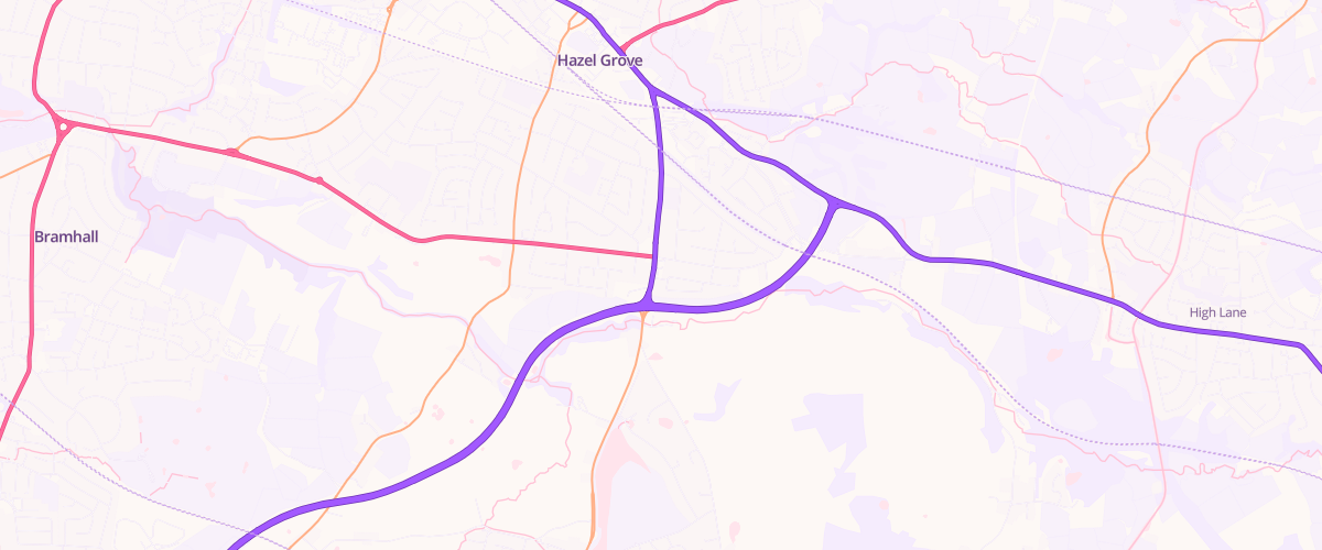 Map showing the location of Hazel Grove Esso Express