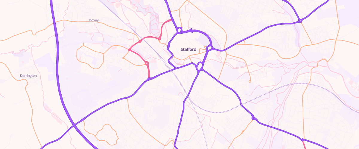 Map showing the location of Stafford Extra Petrol Filling