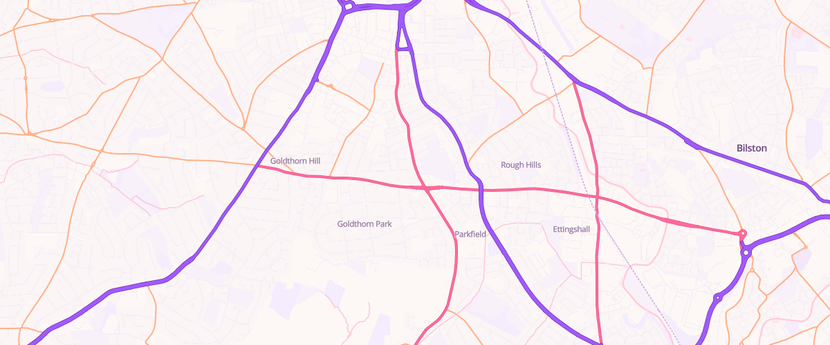 Map showing the location of Blakenhall Service Station