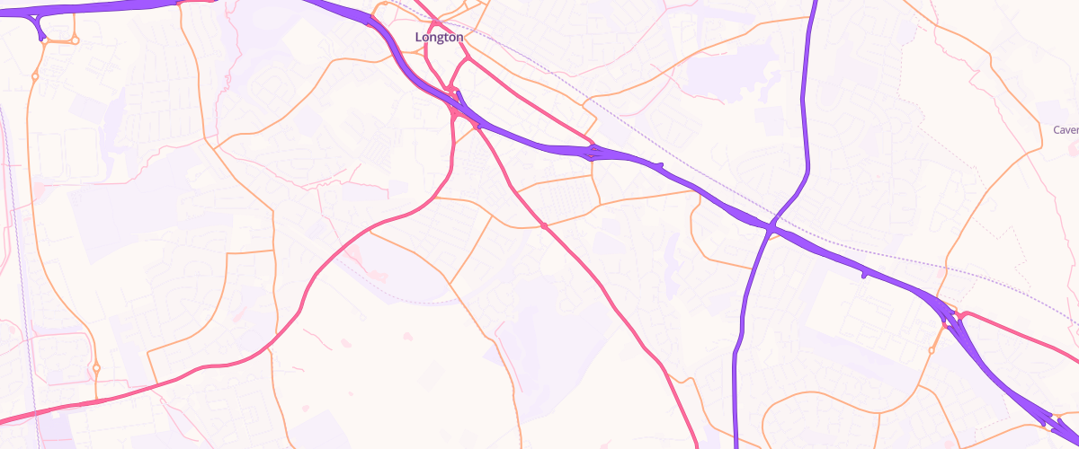 Map showing the location of Longton Service Station