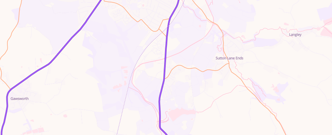 Map showing Lyme Green Mot Centre, Macclesfield