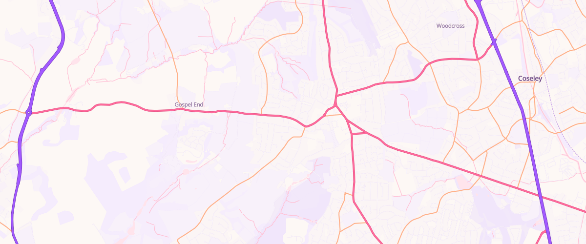 Map showing the location of Sedgley Service Station