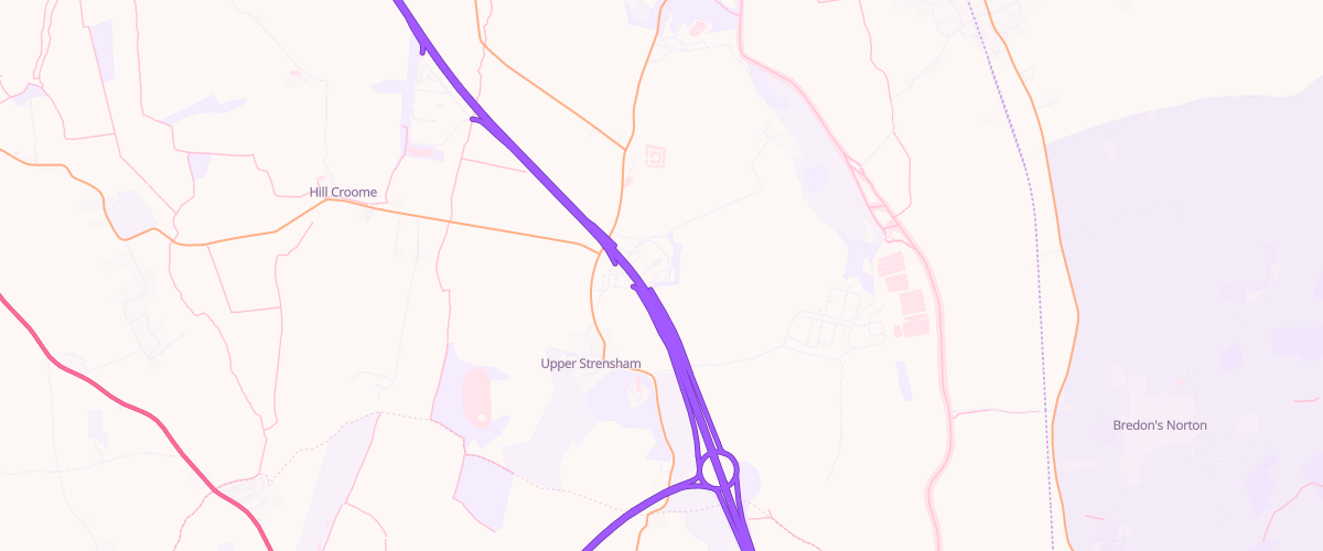 Map showing the location of Strensham Mwsa Connect