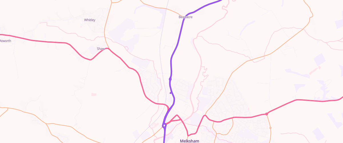 Map showing the location of Mfg Beanacre Road