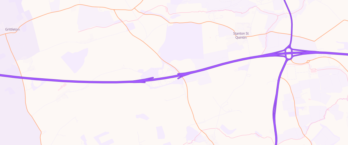 Map showing the location of Leigh Delamere East Service