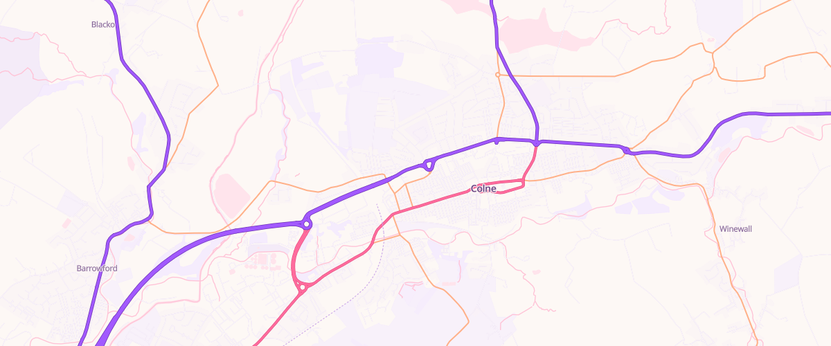 Map showing the location of Asda Colne Express Petrol
