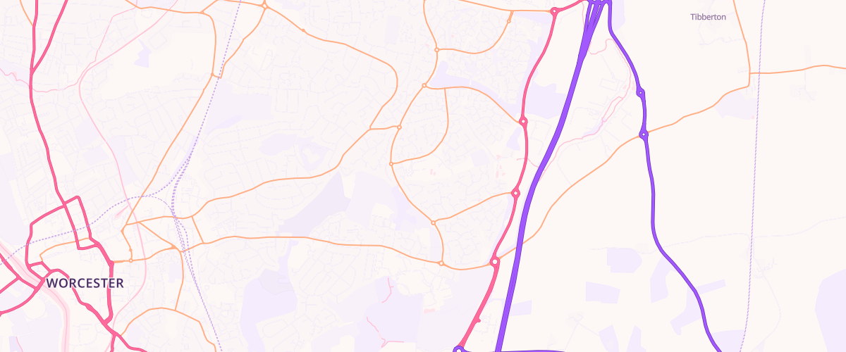 Map showing the location of Worcester Warndon Superstore Petrol