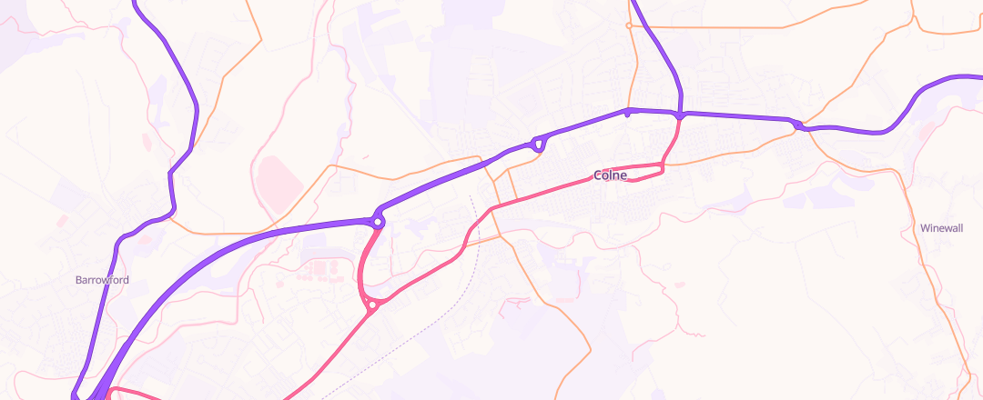 Map showing Crown Garage, Colne