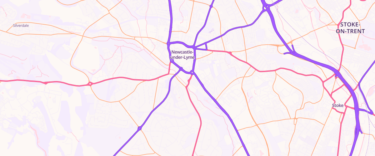 Map showing the location of Mfg Morrisons Newcastle Under