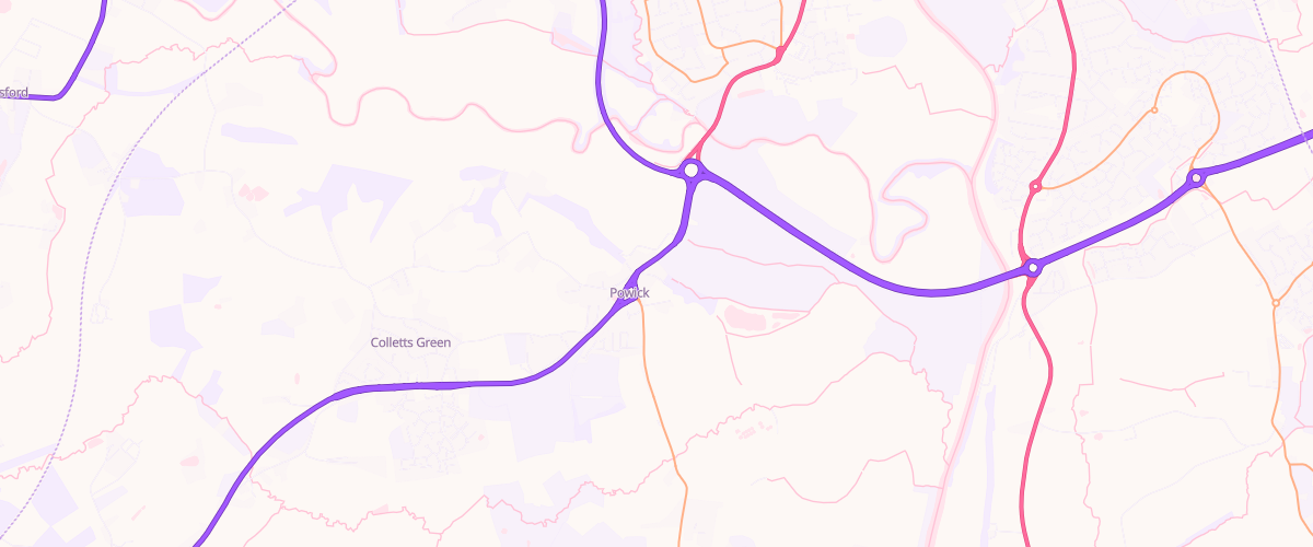 Map showing the location of Powick Service Station