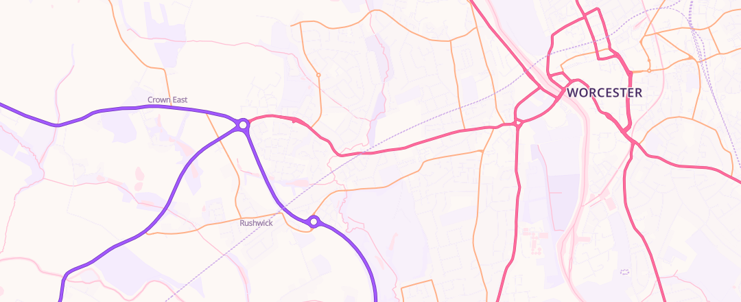 Map showing A44 Tyres (protyre Worcester), Worcester