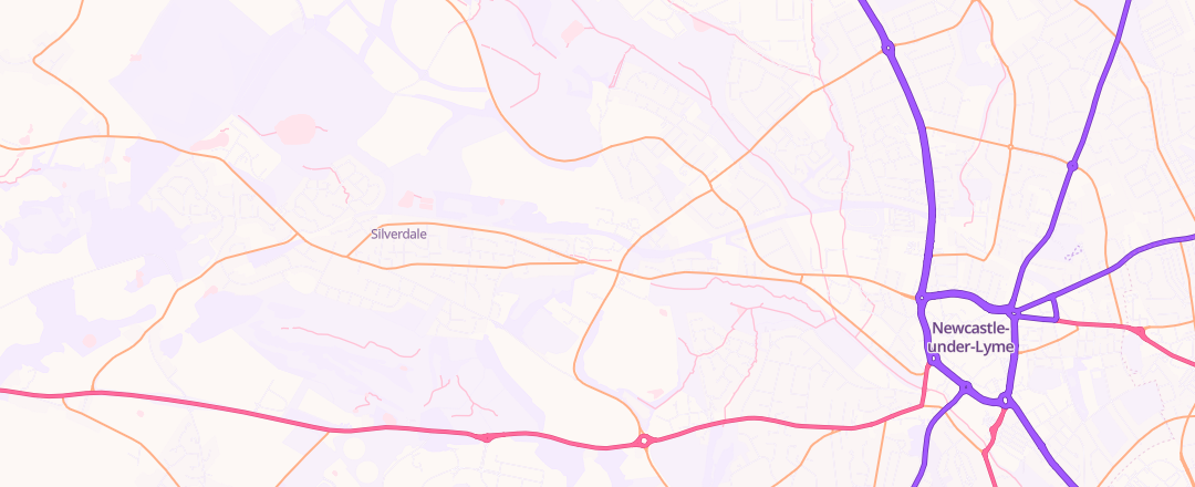 Map showing Newcastle Test Centre, Newcastle Under Lyme