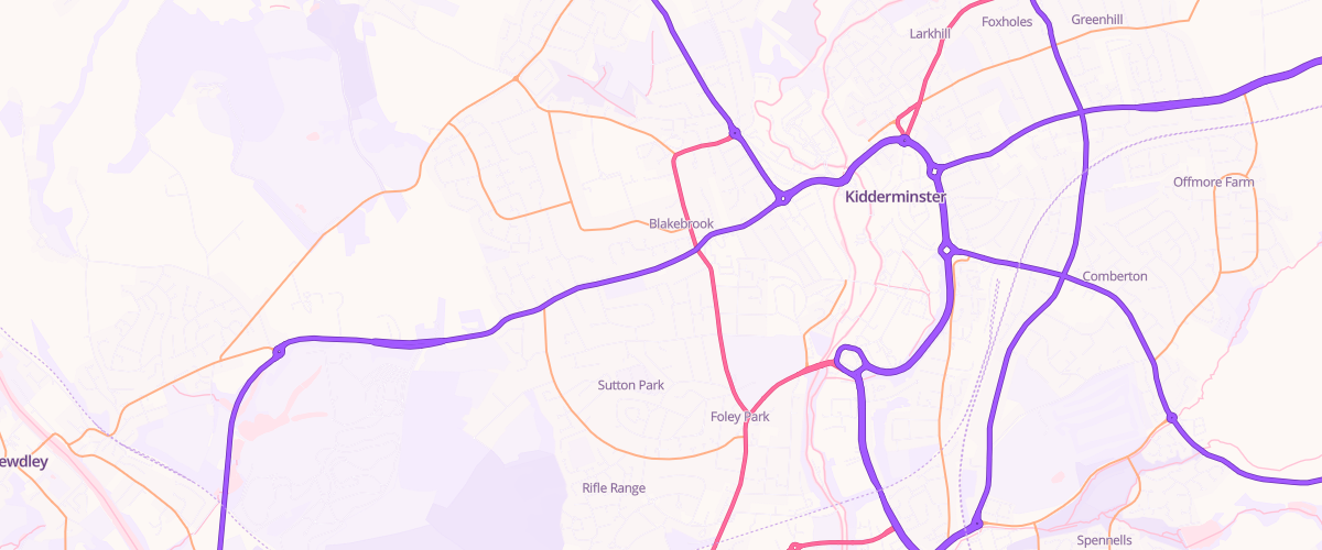 Map showing the location of Bewdley Hill Esso Express