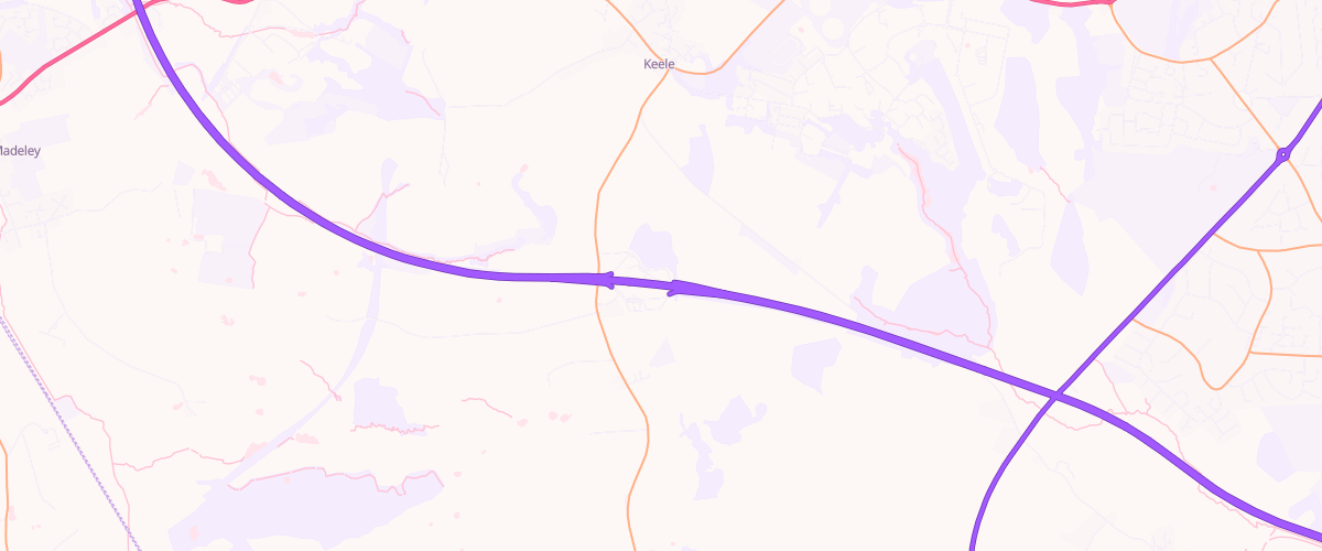 Map showing the location of Welcome Break Keele North