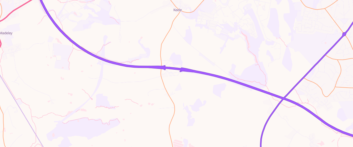 Map showing the location of Welcome Break Keele South