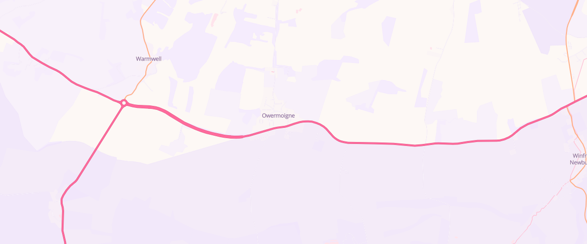 Map showing the location of Owermoigne Service Station