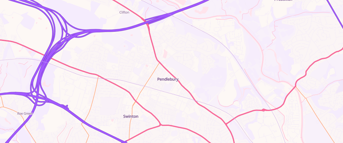 Map showing the location of Pendlebury Esso Express