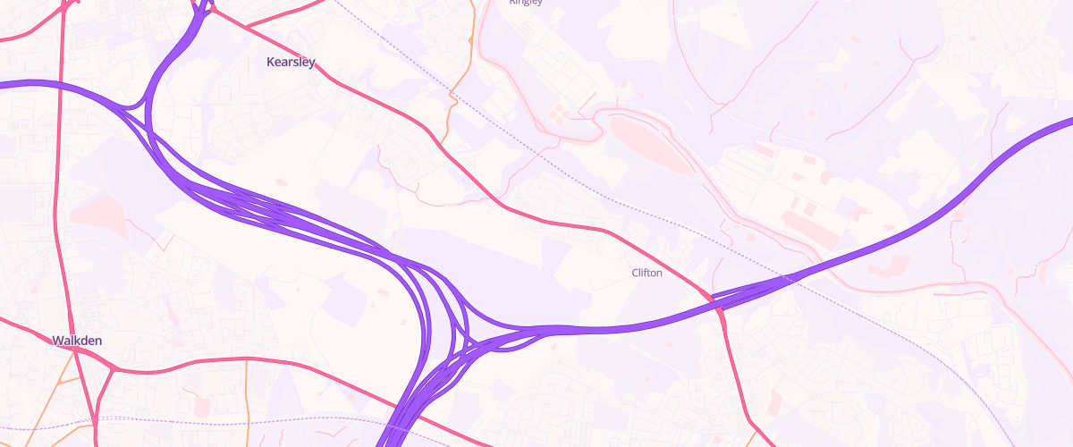 Map showing the location of Kearsley Service Station