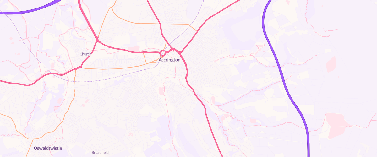 Map showing the location of Accrington Abbey St Esso