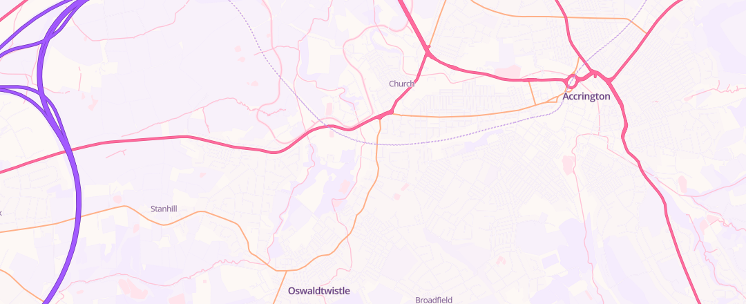 Map showing Tinker Brook Garage, Accrington
