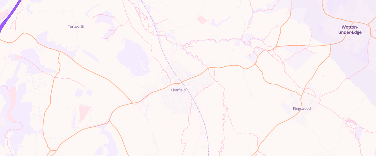 Map showing the location of Charfield Service Station