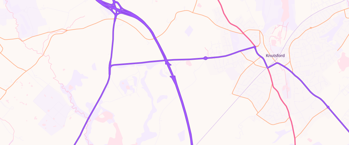 Map showing the location of Knutsford South Service Area