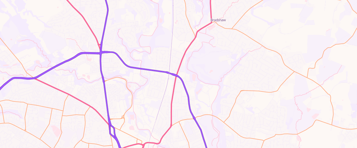 Map showing the location of Crompton Way