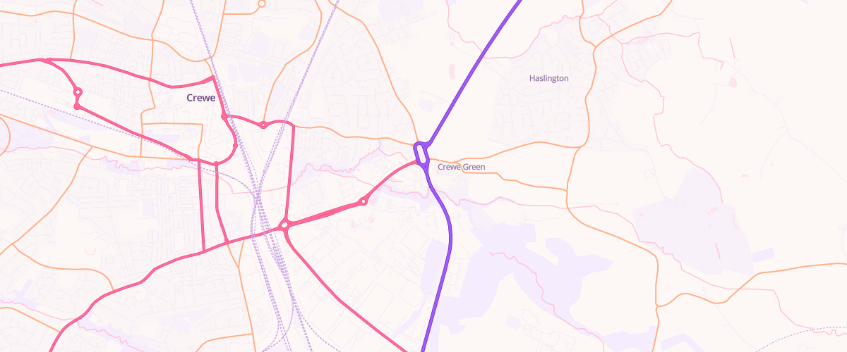 Map showing the location of Gateway Crewe Service Station