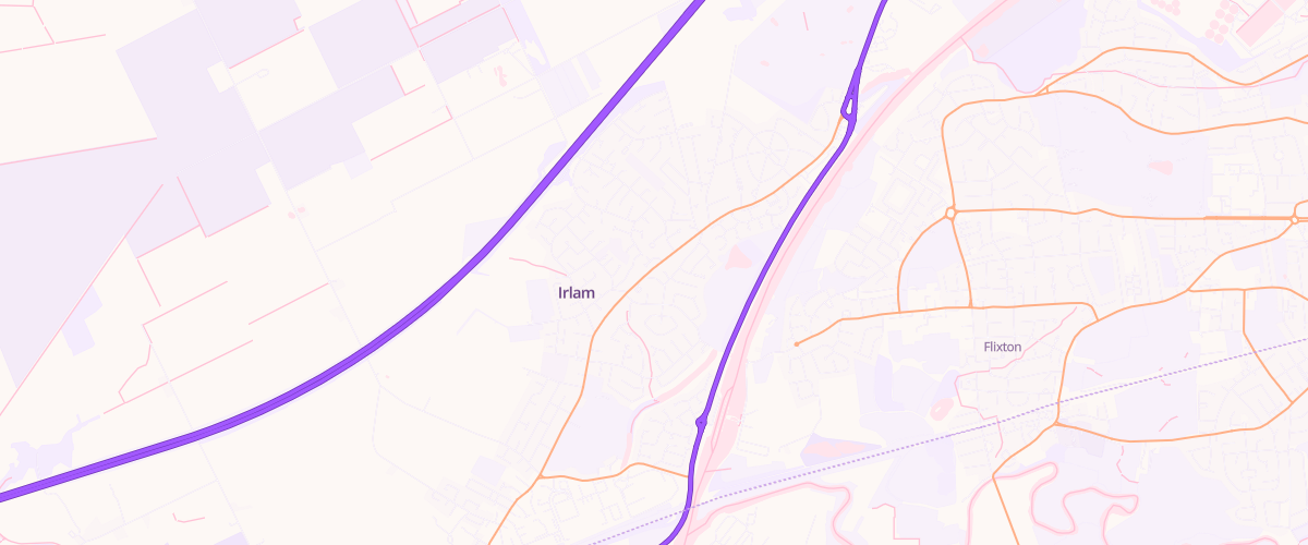 Map showing the location of Irlam Service Station