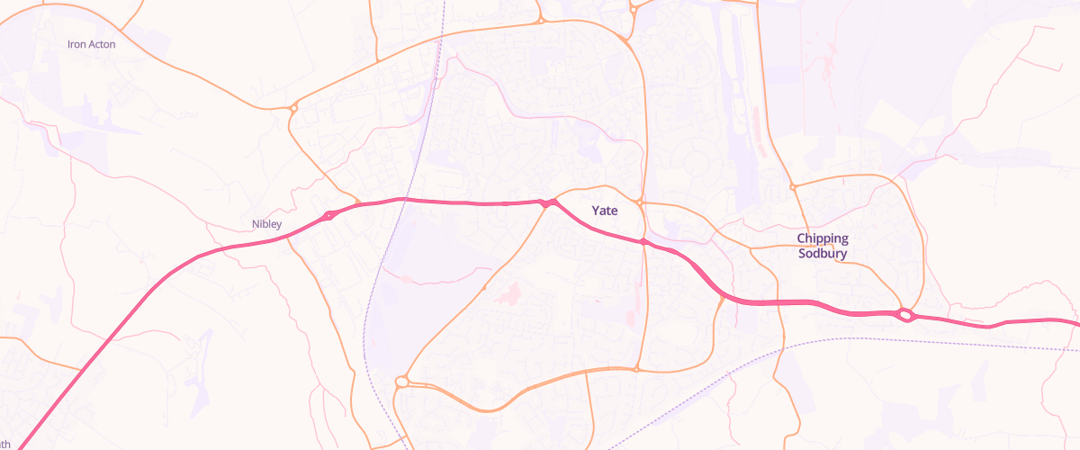Map showing the location of Stanshawe Service Station Yate