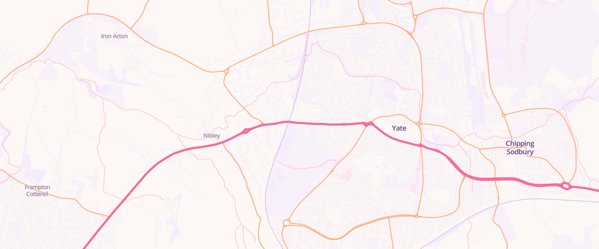 Map showing the location of Rontec Yate Bridge
