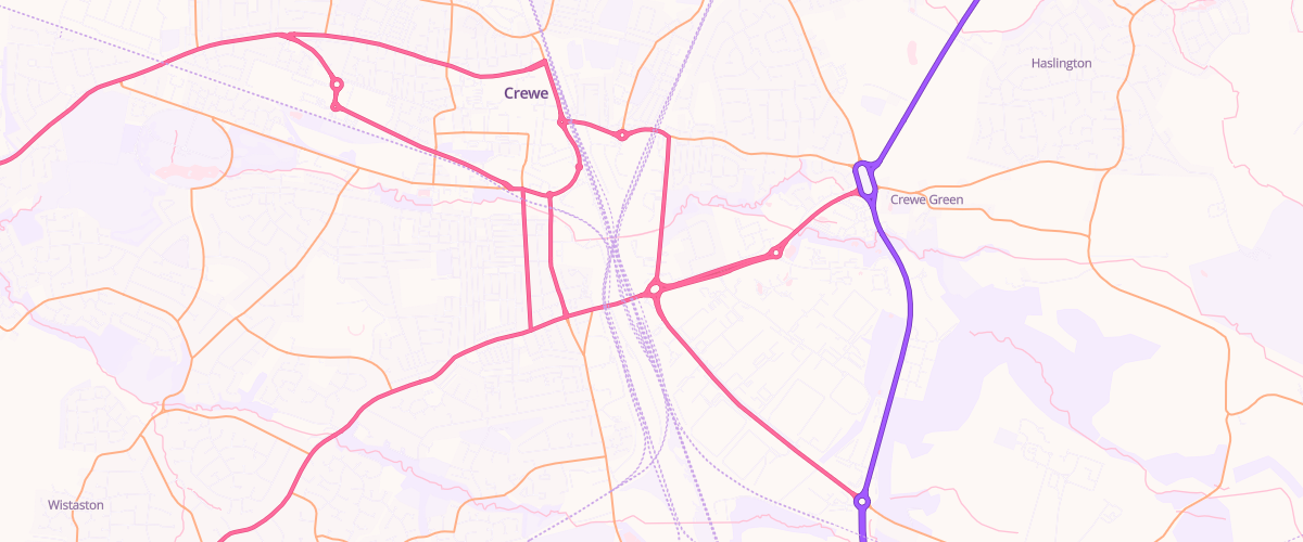 Map showing the location of Crewe Arms Esso Express