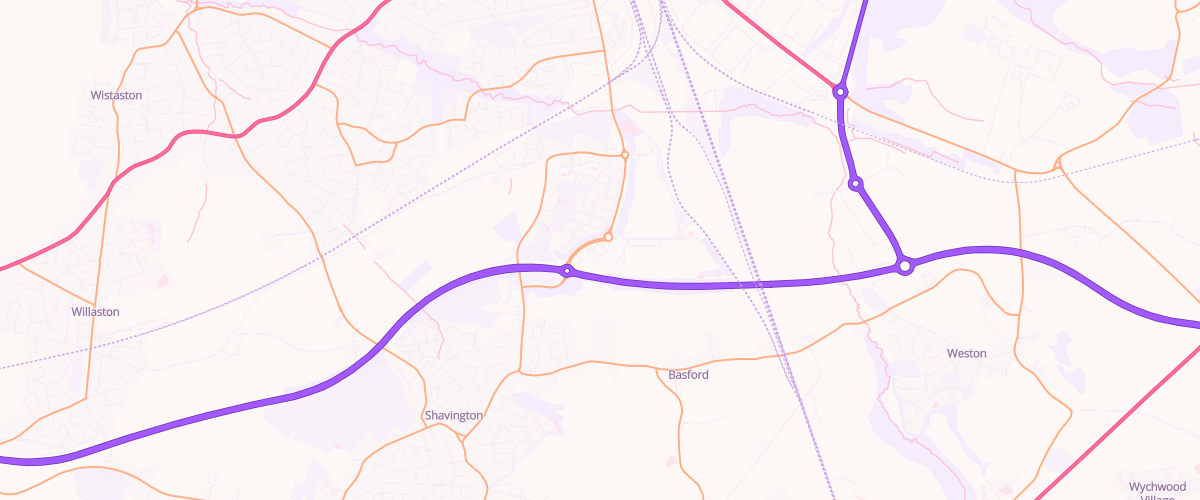 Map showing the location of Asda Crewe Bastford West