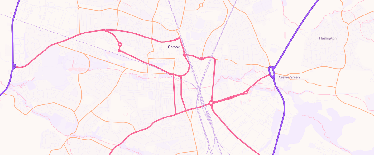 Map showing the location of Crewe Extra Petrol Filling