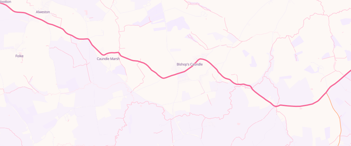 Map showing the location of Caundle Service Station