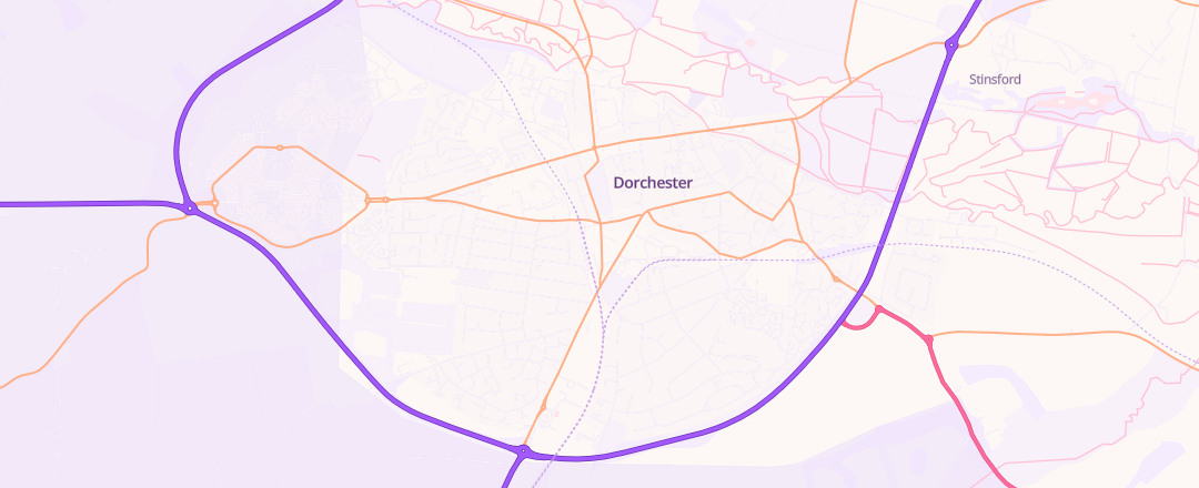 Map showing Setyres And Exhausts, Dorchester