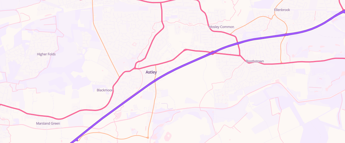 Map showing the location of Astley Service Station
