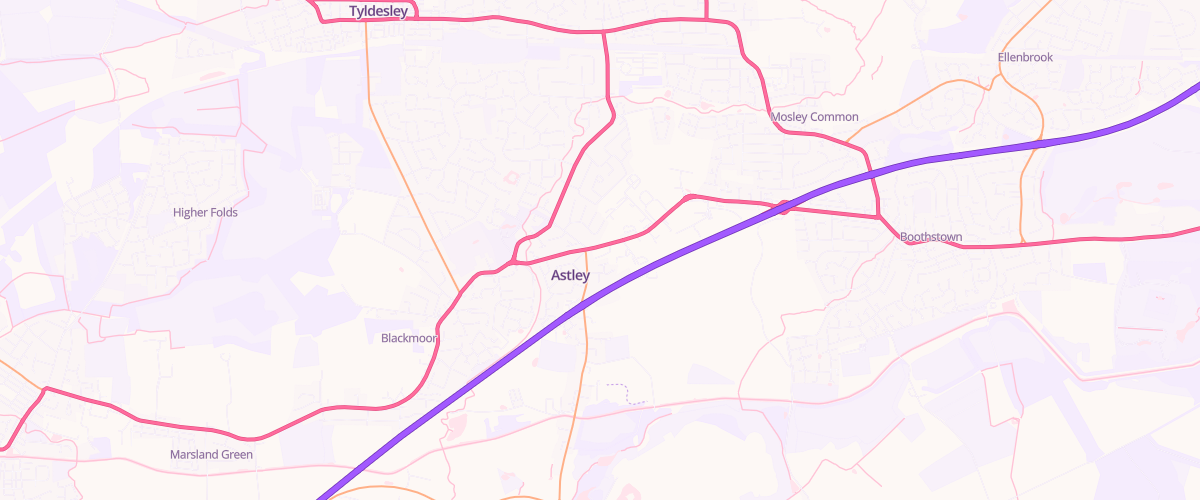 Map showing the location of Asda Astley Express Petrol