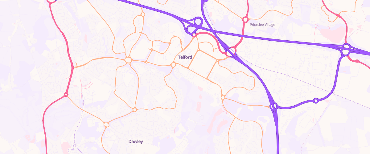 Map showing the location of Asda Telford Superstore