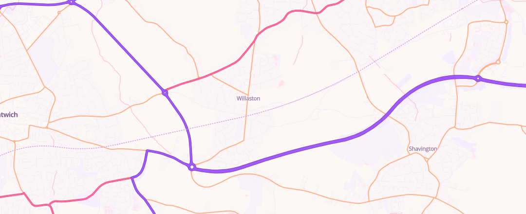 Map showing Tricketts Lane Motors, Cheshire