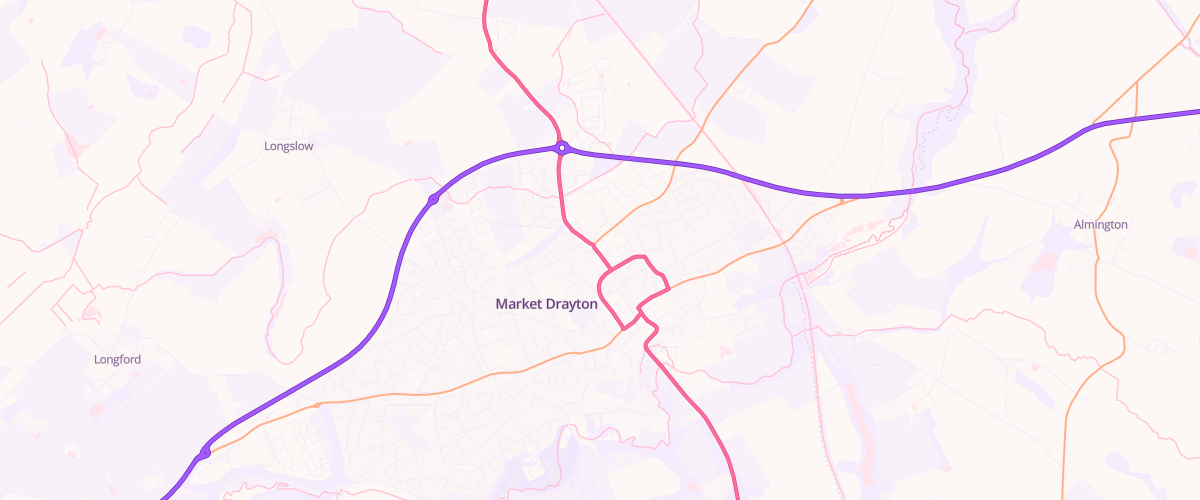 Map showing the location of Tower Services Market Drayton