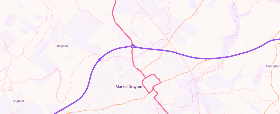 Map showing Steve Raines Autoservice, Market Drayton