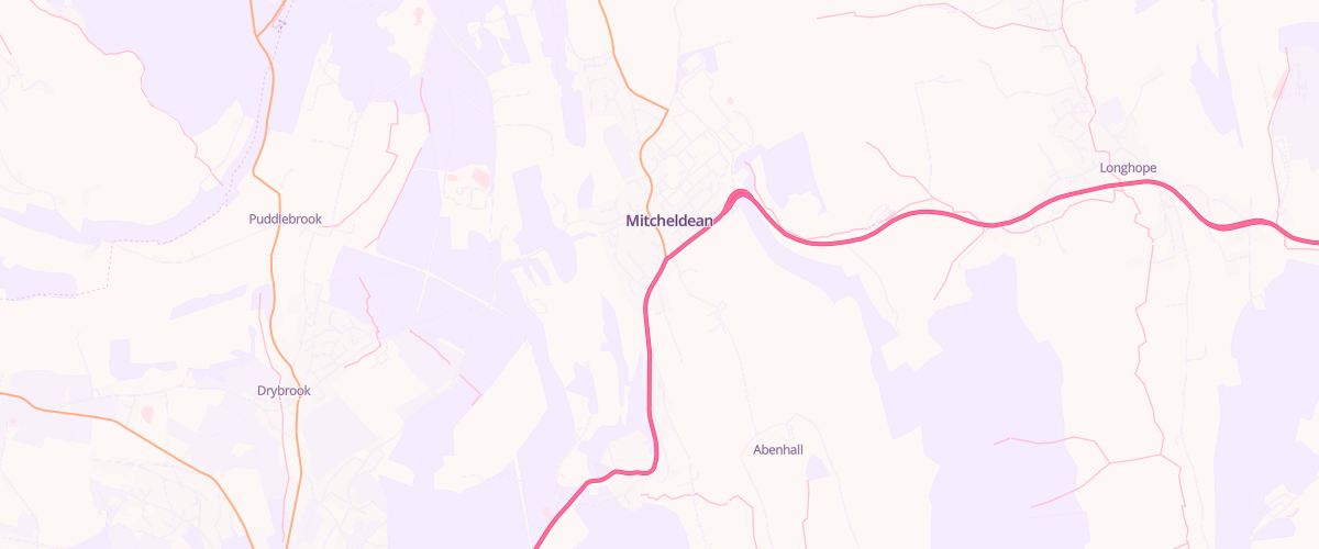 Map showing the location of Mitcheldean Fuel Express Automat