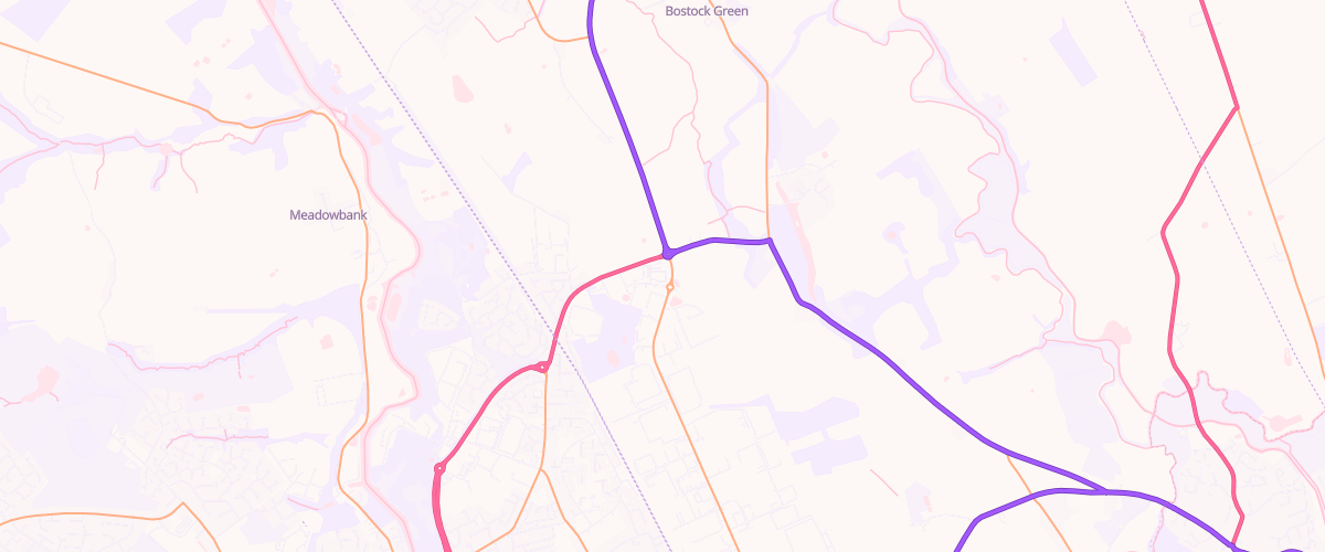 Map showing the location of Winsford Gateway Service Station