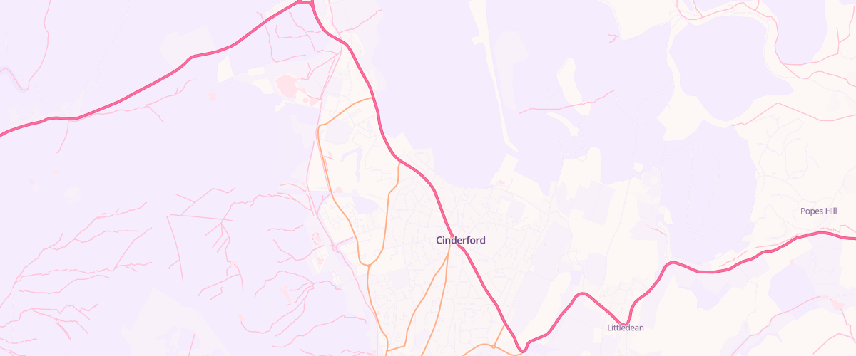Map showing the location of Eg Cinderford Pfs