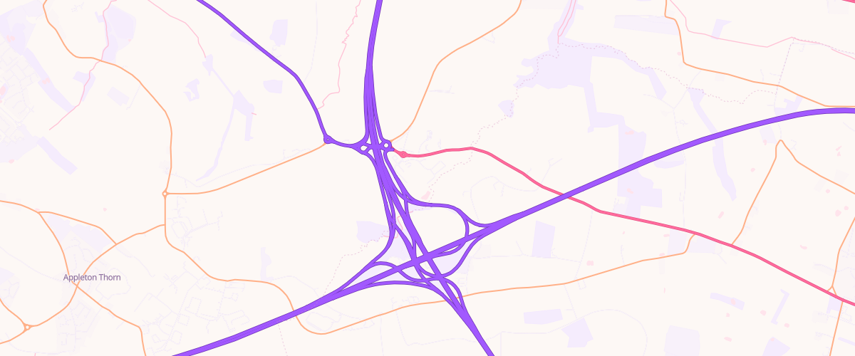 Map showing the location of Lymm Bp Service Area