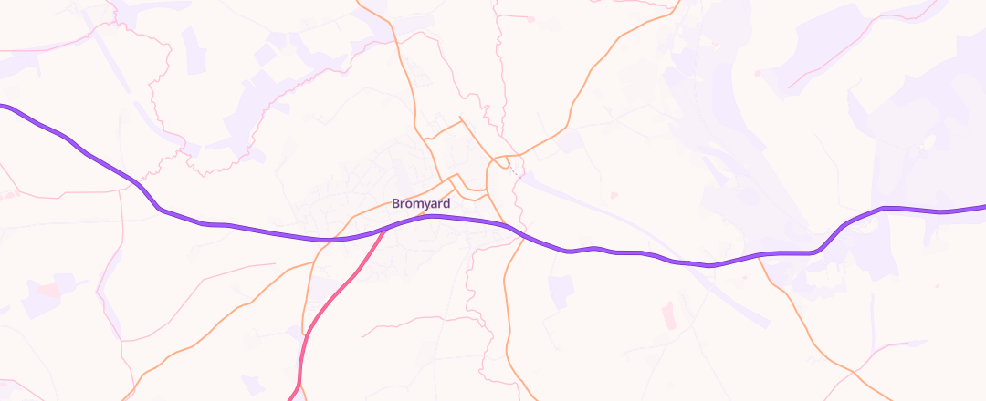 Map showing Sherford Street Garage, Bromyard