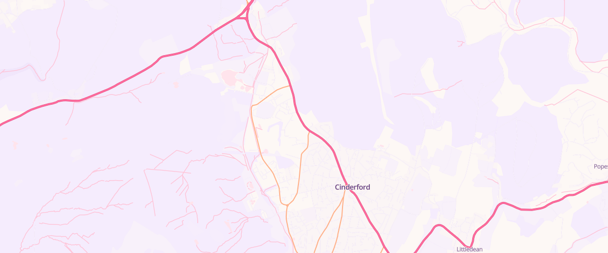 Map showing the location of Cinderford